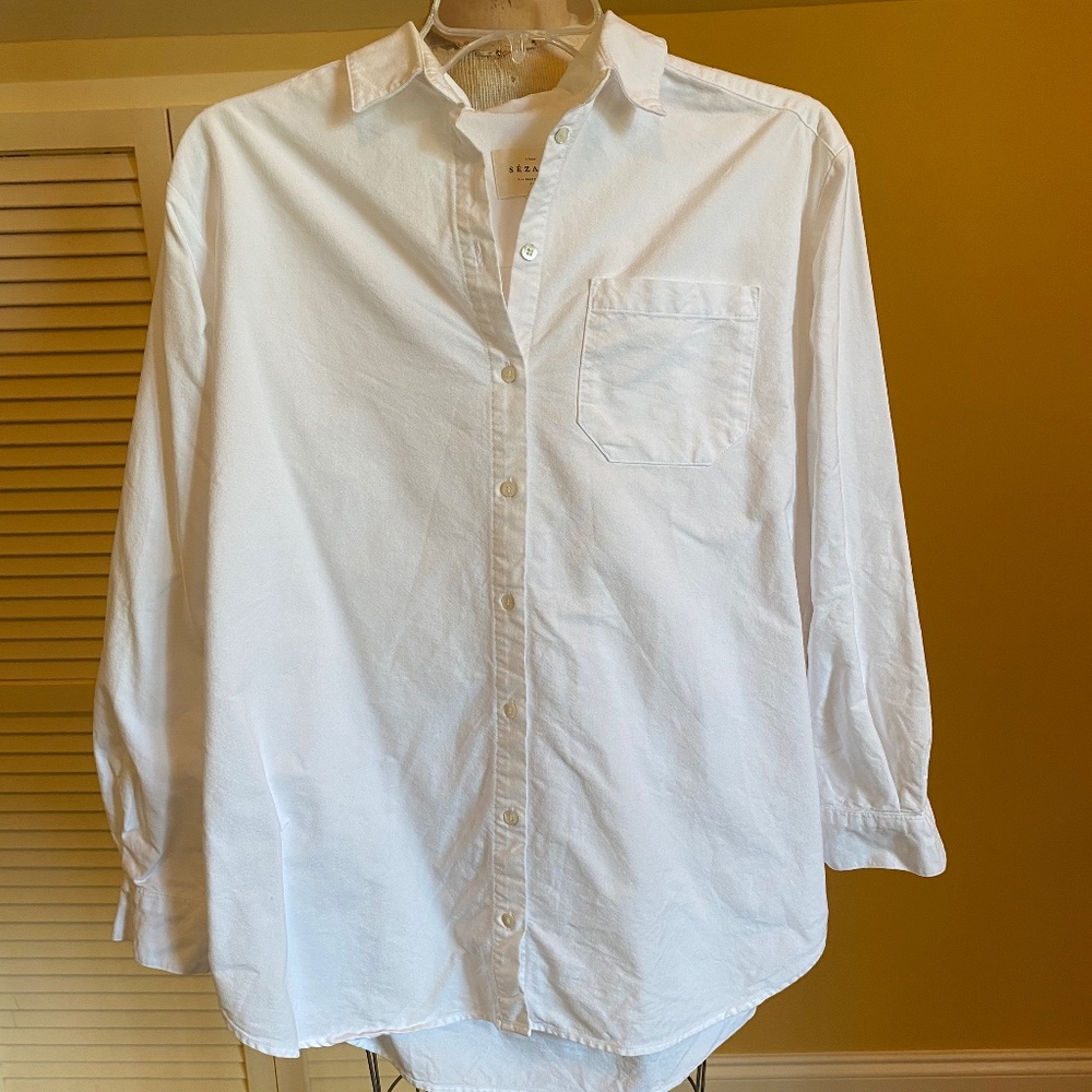 Sezane Max Button Down Ecru White Shirt sz 32 0